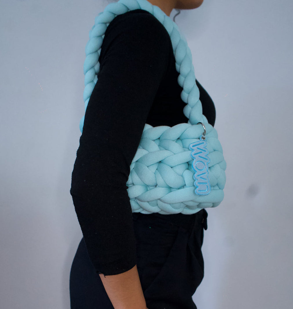 Baby blue basket handbag