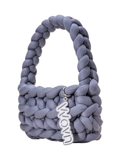 Stone grey basket handbag