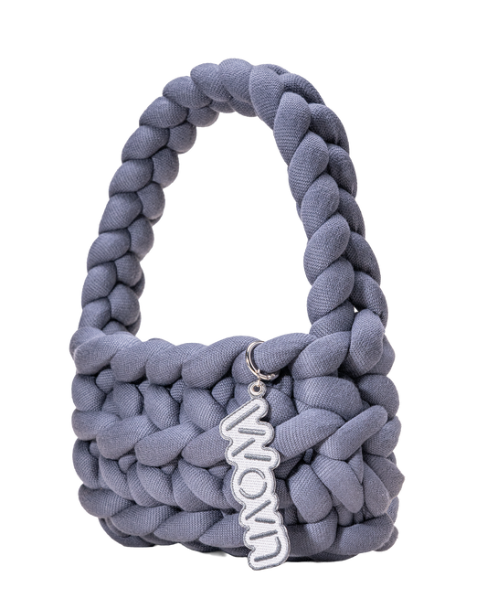 Stone grey basket handbag