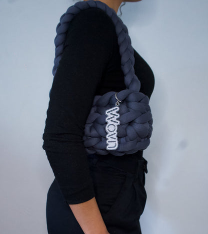 Stone grey basket handbag