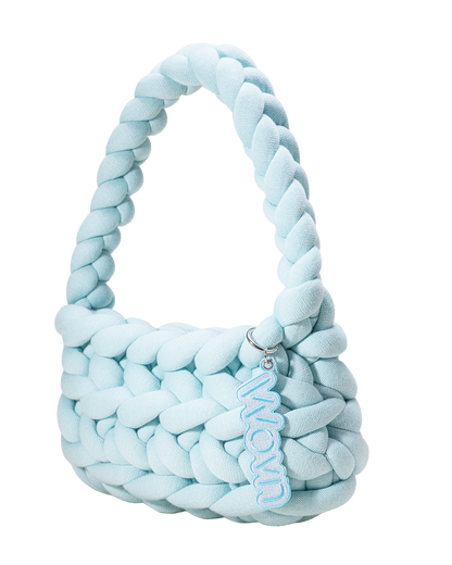 Baby blue basket handbag
