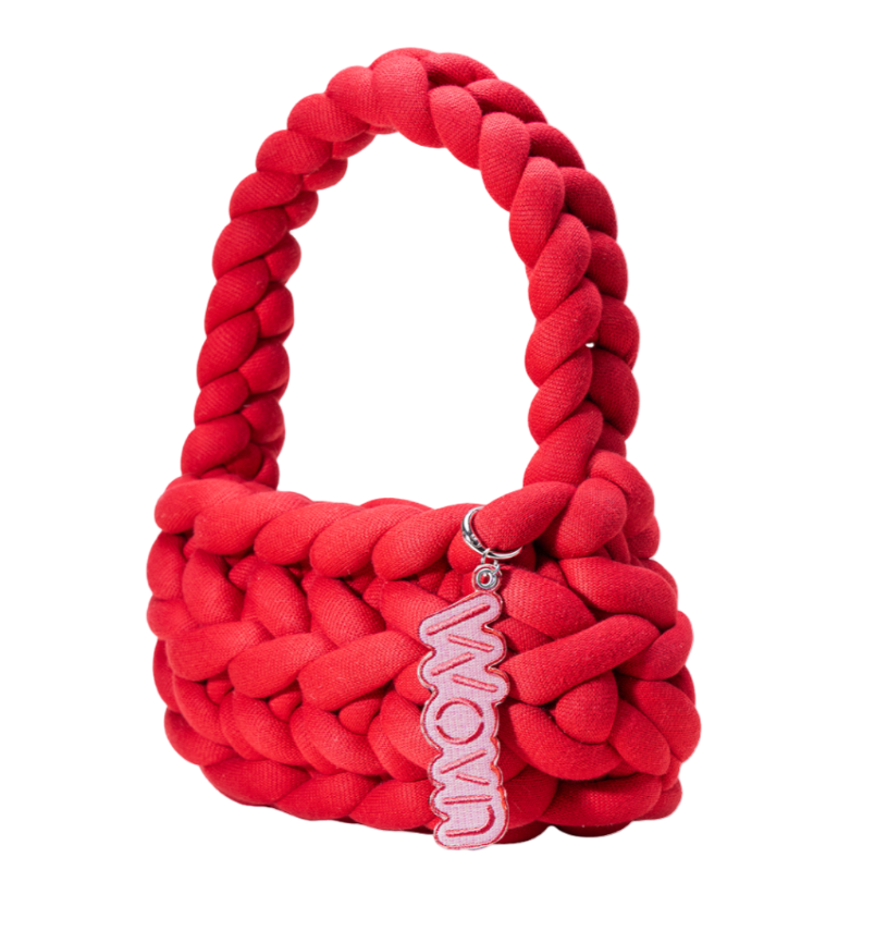 Crimson red basket handbag