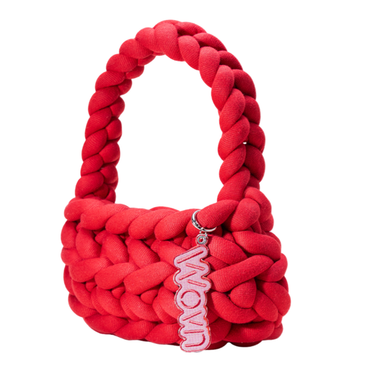 Crimson red basket handbag